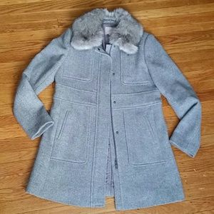 LOFT Faux Fur Collar Utility Coat in Gray